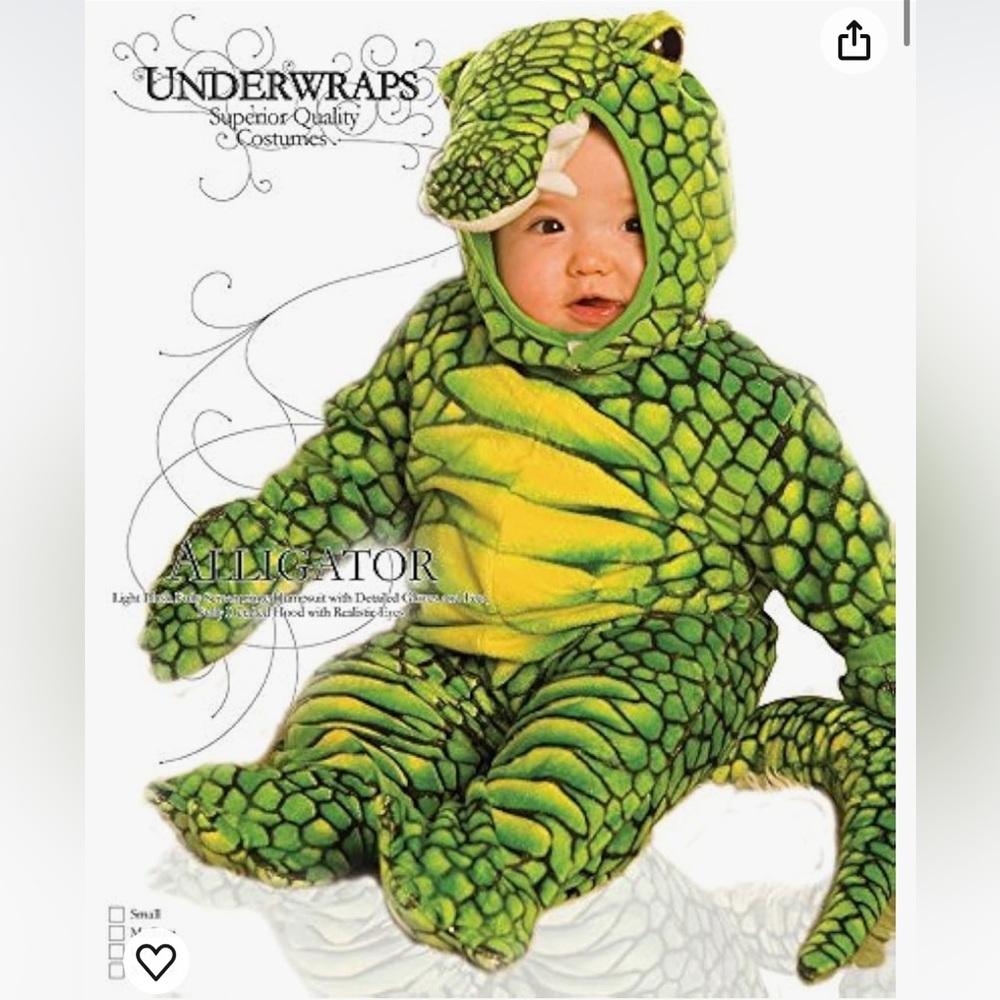 Underwraps Childs Alligator Costume Size Youth X-Smal (4-6 years)
